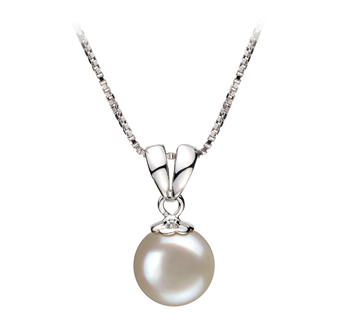 Colgante de perlas Perla de Agua Dulce de calidad AA de 9 a 10mm en color Blanco