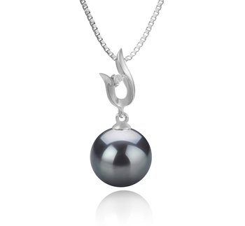 Colgante de perlas Perla Tahití de calidad AAA de 9 a 10mm en color Negro