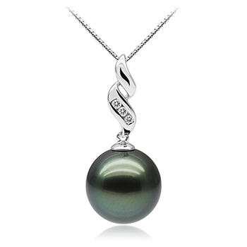 Colgante de perlas Perla Tahití de calidad AAA de 10 a 10.5mm en color Negro
