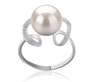 Anillo de perlas Perla de Agua Dulce de calidad AAAA de 10 a 11mm en color Blanco