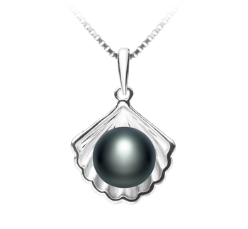 Colgante de perlas Perla de Agua Dulce de calidad AA de 7 a 8mm en color Negro