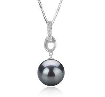 Colgante de perlas Perla Tahití de calidad AAA de 9 a 10mm en color Negro