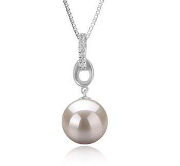 Colgante de perlas Perla de Agua Dulce de calidad AAAA de 9 a 10mm en color Blanco