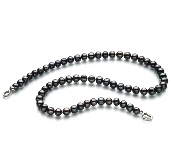 Collar de perlas Perla de Agua Dulce de calidad A de 8 a 9mm en color Negro