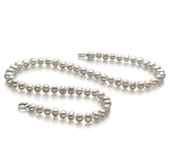 Collar de perlas Perla de Agua Dulce de calidad A de 8 a 9mm en color Blanco