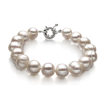 Pulsera de perlas Perla de Agua Dulce de calidad A de 10 a 11mm en color Blanco