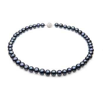 Collar de perlas Perla de Agua Dulce de calidad A de 7 a 8mm en color Negro