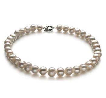 Collar de perlas Perla de Agua Dulce de calidad A de 10 a 11mm en color Blanco