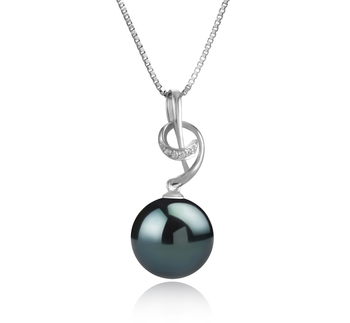 Colgante de perlas Perla Tahití de calidad AAA de 11 a 12mm en color Negro