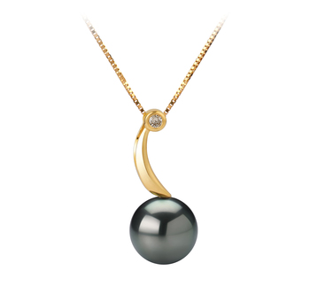 Colgante de perlas Perla Tahití de calidad AAA de 8 a 9mm en color Negro