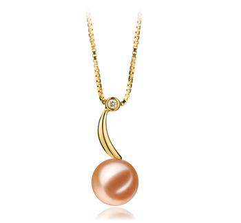 Colgante de perlas Perla de Agua Dulce de calidad AAAA de 9 a 10mm en color Rosa