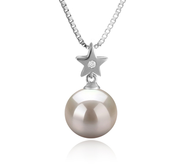 Colgante de perlas Perla de Agua Dulce de calidad AAAA de 9 a 10mm en color Blanco
