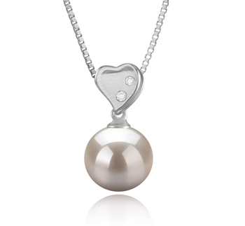Colgante de perlas Perla de Agua Dulce de calidad AAAA de 9 a 10mm en color Blanco