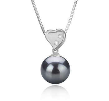 Colgante de perlas Perla Tahití de calidad AAA de 9 a 10mm en color Negro