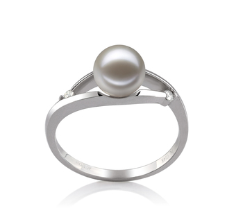 Anillo de perlas Perla de Agua Dulce de calidad AAAA de 6 a 7mm en color Blanco