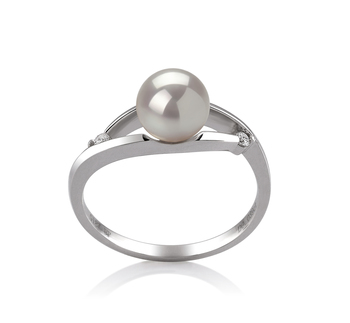 Anillo de perlas Perla Akoya Japonesa de calidad AA de 6 a 7mm en color Blanco