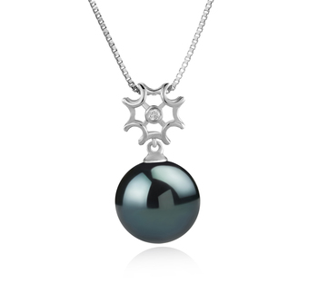 Colgante de perlas Perla Tahití de calidad AAA de 11 a 12mm en color Negro