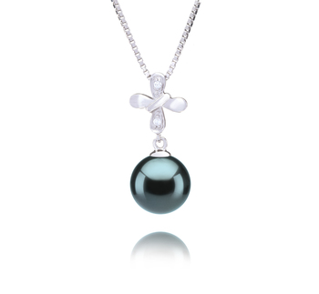 Colgante de perlas Perla Tahití de calidad AAA de 9 a 10mm en color Negro