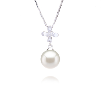 Colgante de perlas Perla de Agua Dulce de calidad AAAA de 9 a 10mm en color Blanco
