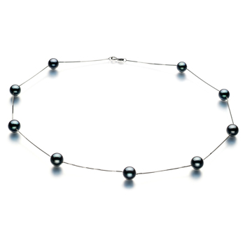 Collar de perlas Perla Akoya Japonesa de calidad AAA de 7 a 8mm en color Negro