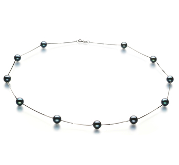 Collar de perlas Perla Akoya Japonesa de calidad AA de 6 a 7mm en color Negro