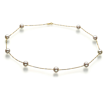 Collar de perlas Perla Akoya Japonesa de calidad AAA de 7 a 8mm en color Blanco