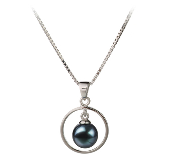 Colgante de perlas Perla Akoya Japonesa de calidad AA de 6 a 7mm en color Negro