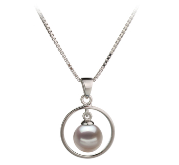 Colgante de perlas Perla Akoya Japonesa de calidad AA de 6 a 7mm en color Blanco