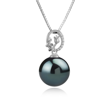 Colgante de perlas Perla Tahití de calidad AAA de 11 a 12mm en color Negro