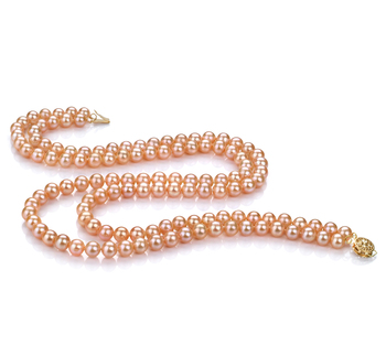 Collar de perlas Perla de Agua Dulce de calidad AA de 6 a 7mm en color Rosa