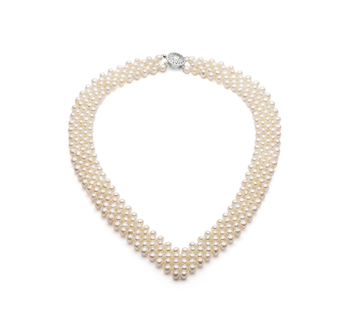 Collar de perlas Perla de Agua Dulce de calidad AA de 3 a 4mm en color Blanco
