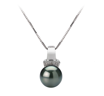 Colgante de perlas Perla Tahití de calidad AAA de 8 a 9mm en color Negro