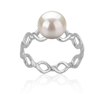 Anillo de perlas Perla de Agua Dulce de calidad AAAA de 7 a 8mm en color Blanco