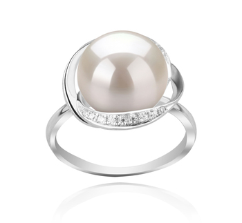 Anillo de perlas Perla de Agua Dulce de calidad AAA de 11 a 12mm en color Blanco