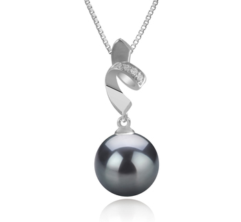 Colgante de perlas Perla Tahití de calidad AAA de 9 a 10mm en color Negro