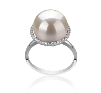 Anillo de perlas Perla Agua Dulce - Edison de calidad AA+ de 12 a 13mm en color Blanco