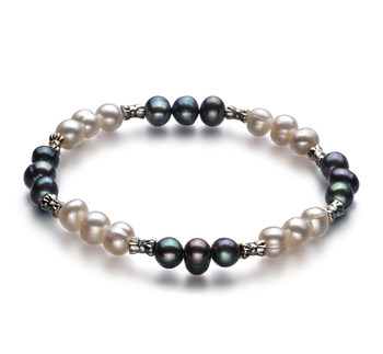 Pulsera de perlas Perla de Agua Dulce de calidad A de 6 a 7mm en color Negro
