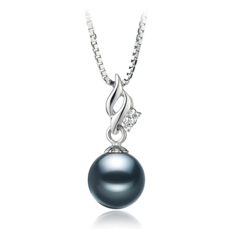 Colgante de perlas Perla Akoya Japonesa de calidad AA de 7 a 8mm en color Negro