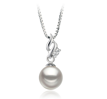 Colgante de perlas Perla Akoya Japonesa de calidad AA de 7 a 8mm en color Blanco