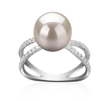 Anillo de perlas Perla de Agua Dulce de calidad AAAA de 9 a 10mm en color Blanco
