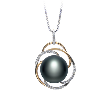 Colgante de perlas Perla de Agua Dulce de calidad AA de 12 a 13mm en color Negro