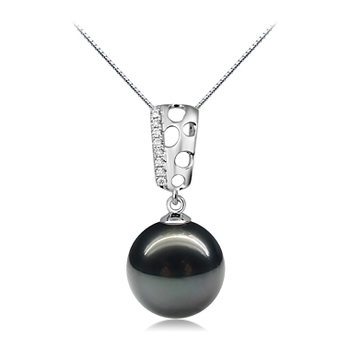 Colgante de perlas Perla Tahití de calidad AAA de 10 a 11mm en color Negro